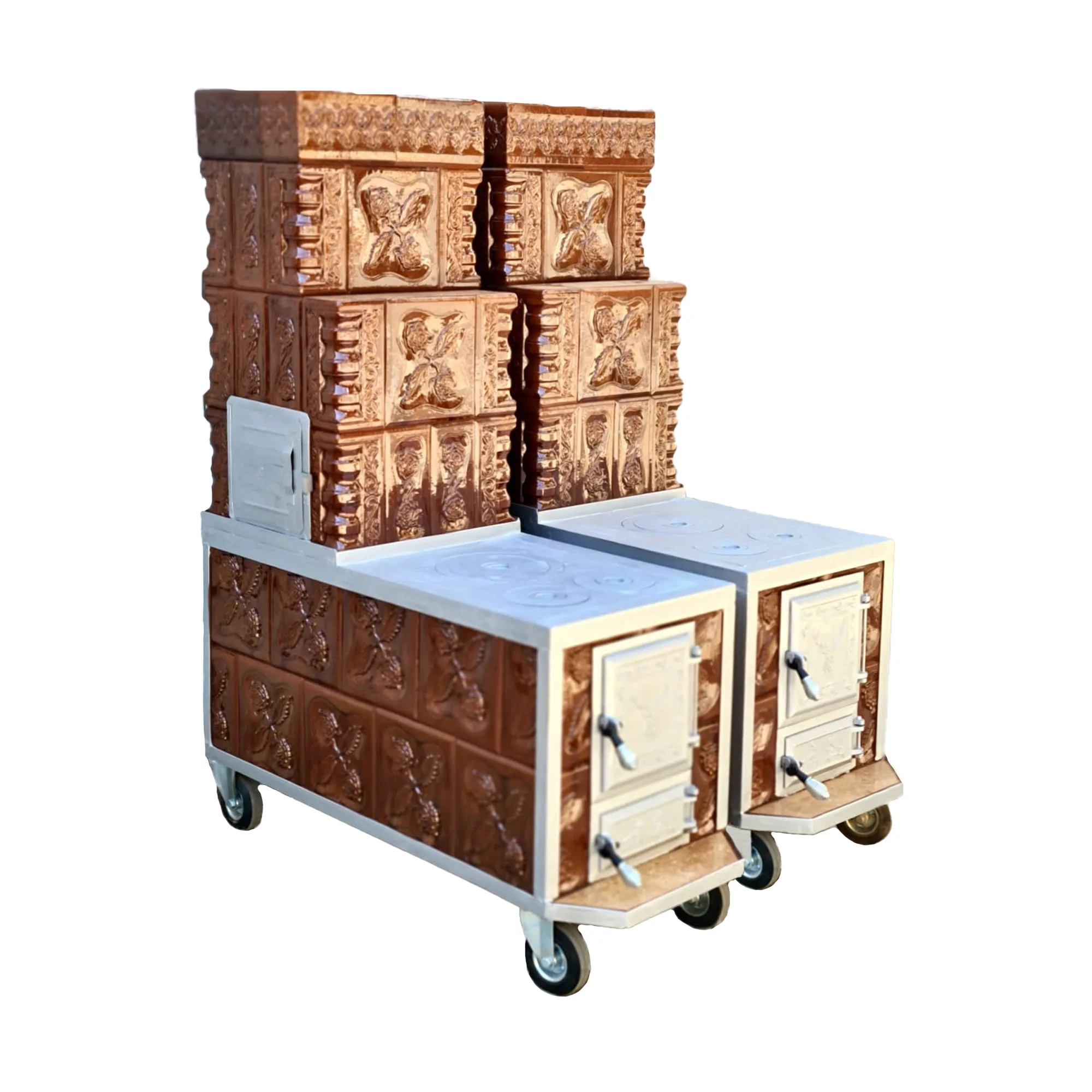 Soba teracota cu plita mare Maria 5R 1G maro