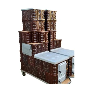 Soba teracota COT 16 cu plita mare si cuptor, 6 randuri, maro