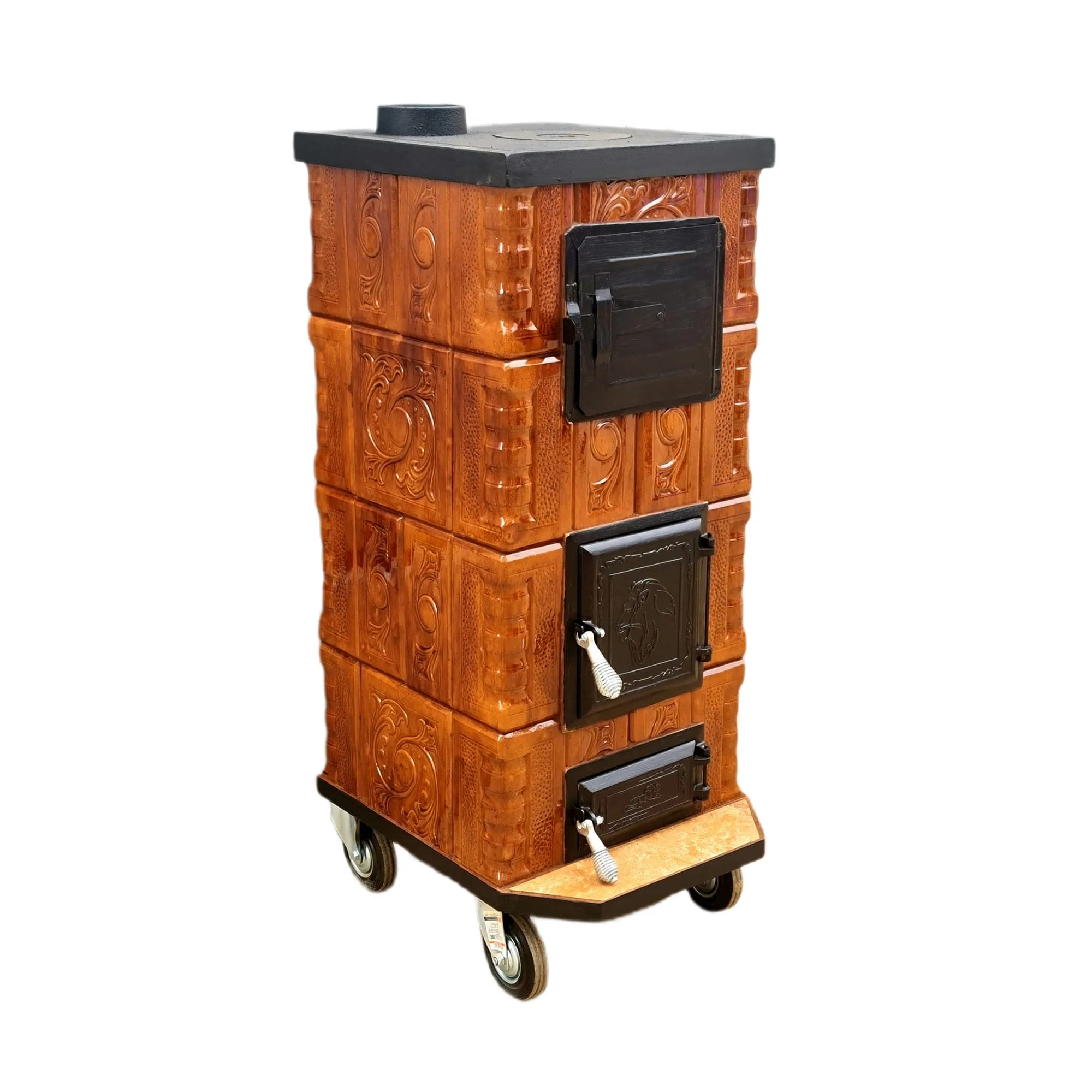 Sobe teracota 3-6 randuri Soba teracota cu plita si cuptor 4R tip godin, coniac Soba teracota cu plita si cuptor 4R tip godin, coniac