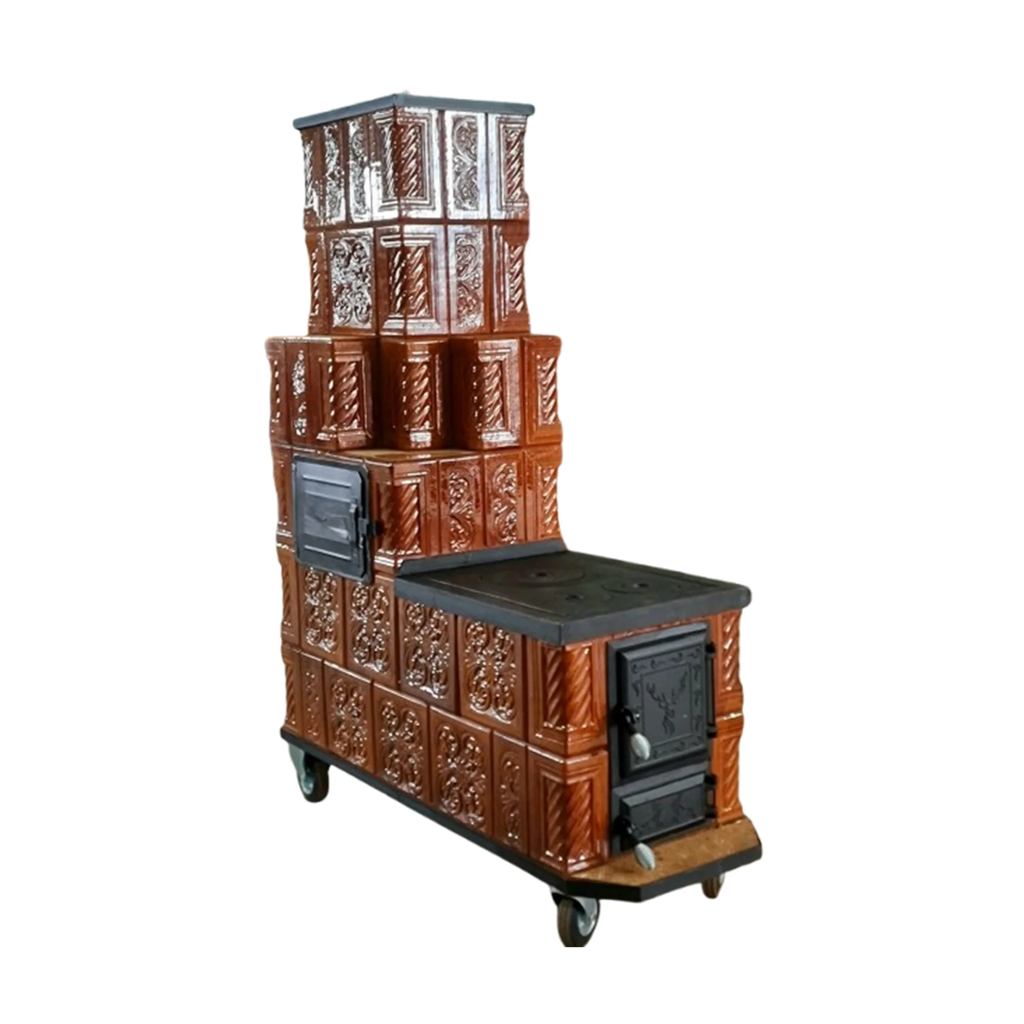 Sobe teracota cu Plita Maria Soba teracota cu plita mare Maria 6R COT 16 coniac Soba teracota COT 16 cu plita mare si cuptor, 6 randuri, coniac
