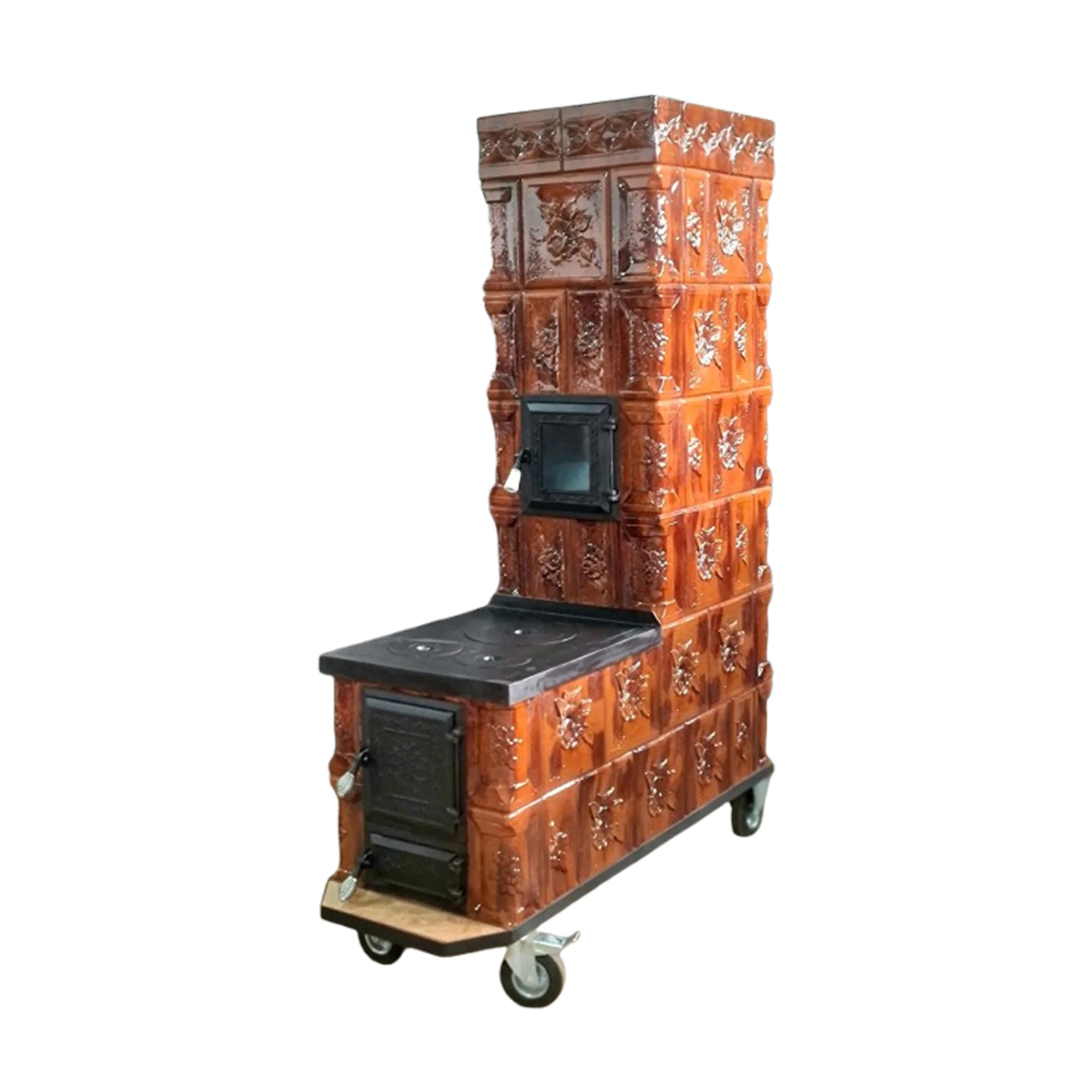 Sobe teracota cu Plita Maria Soba teracota cu plita mare Maria 6R 1G degrade- cuptor fata M1 Soba teracota cu plita mare si cuptor (usa geam) -6 randuri si garnitura, degrade