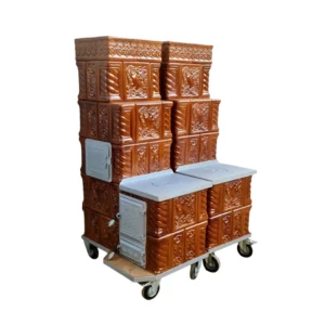 Sobe teracota cu Plita Maria Soba teracota cu plita mica 5R 1G degrade coniac Soba teracota cu plita mica si cuptor, 5 randuri si garnitura, coniac poza 2